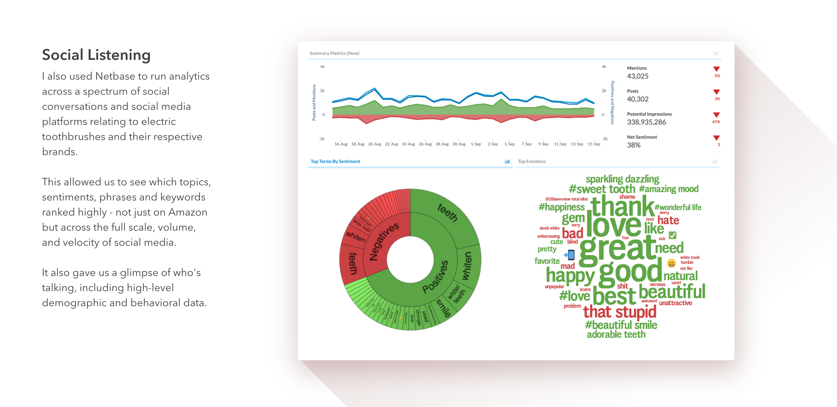 using netbase to do social listening research on share of voice and brand sentiment among consumers