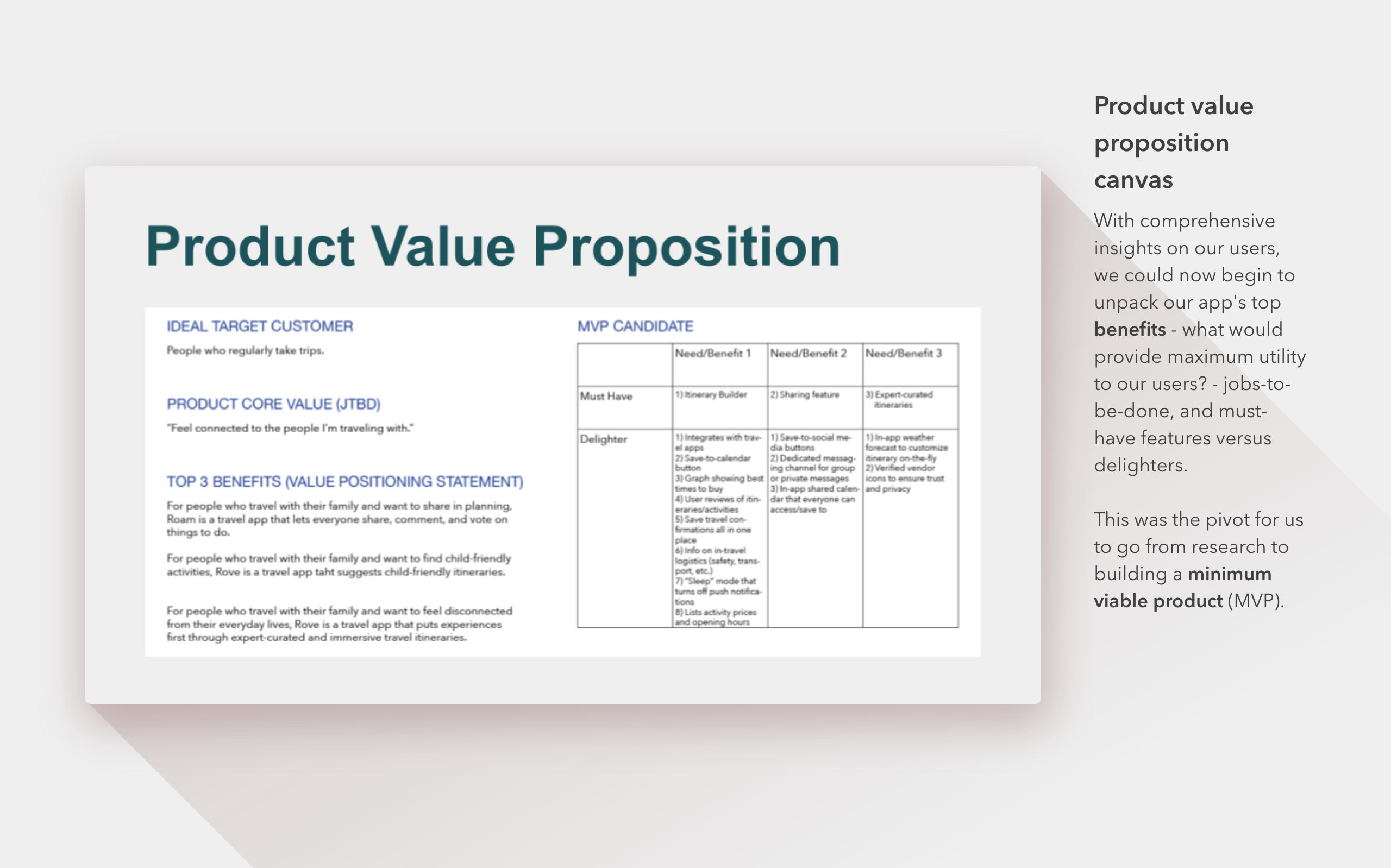 identifying product value proposition for our mvp, including must-haves and delighters