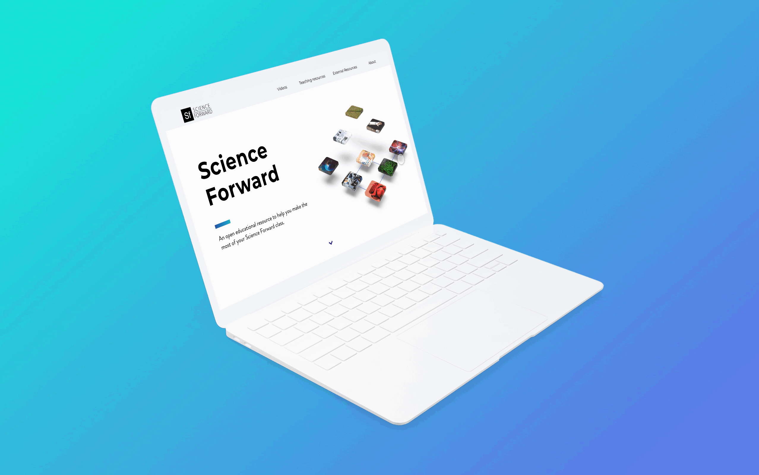 mockup gif of the science forward homepage in action