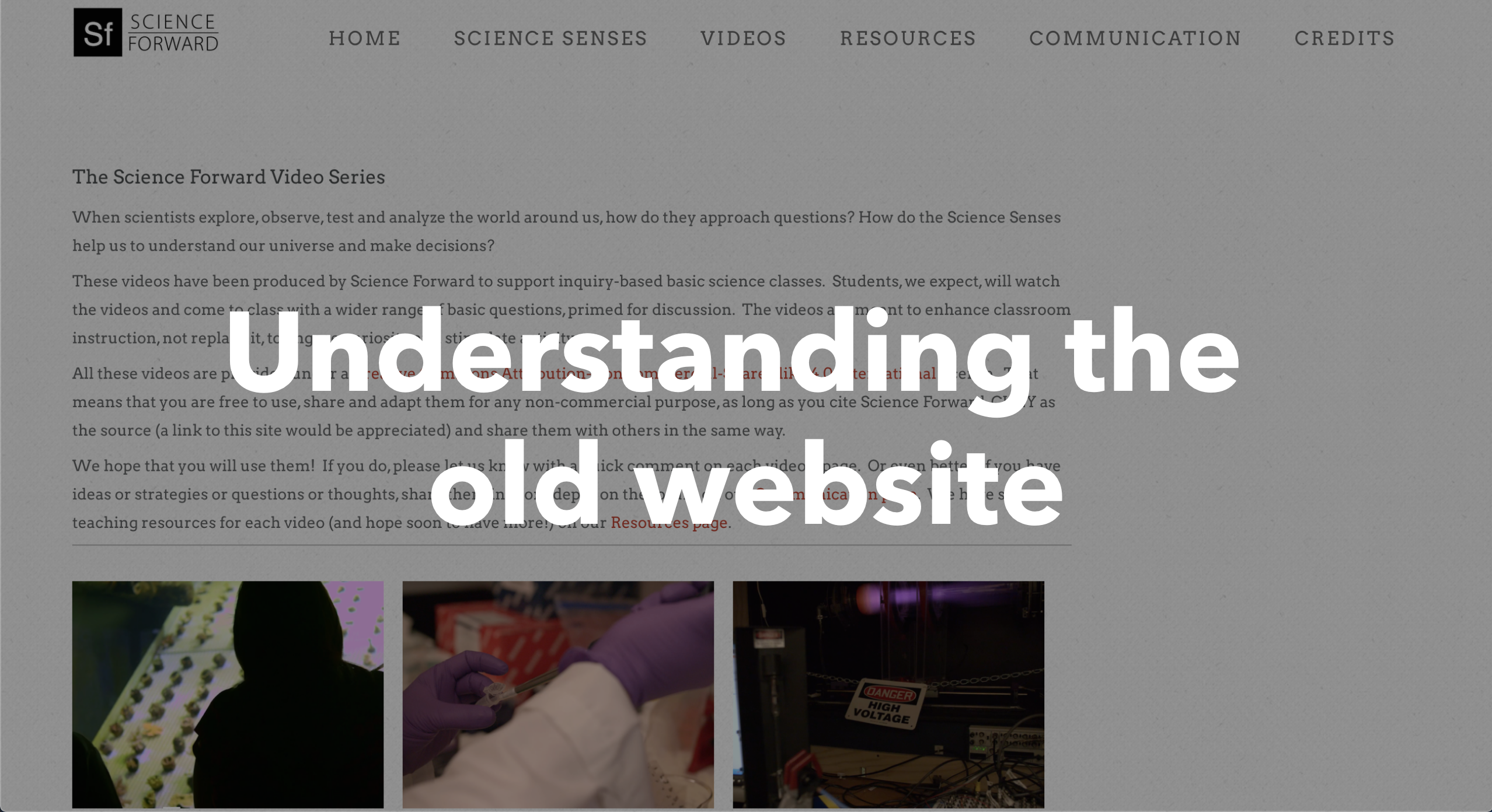 understanding the old website cover page